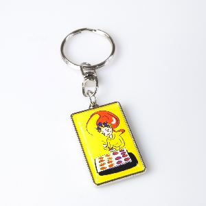 Metal keychain rectangle 32x19mm two-sided