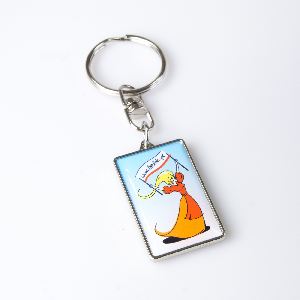 Metal keychain rectangle 32x19mm two-sided