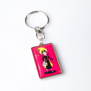 Metal keychain rectangle 32x19mm two-sided