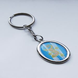 Metal keychain vertical ellipse 21x28mm