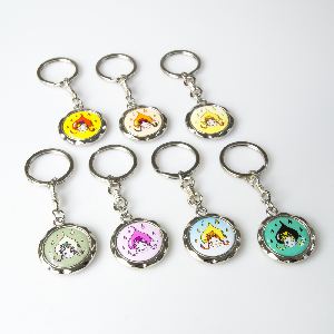 Metal keychain round 20mm grooved