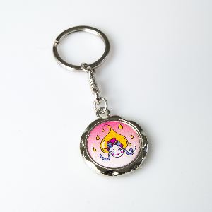 Metal keychain round 20mm grooved