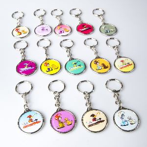 Metal keychain round 27mm two-sided