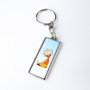 Metal keychain rectangle 44x16mm two-sided